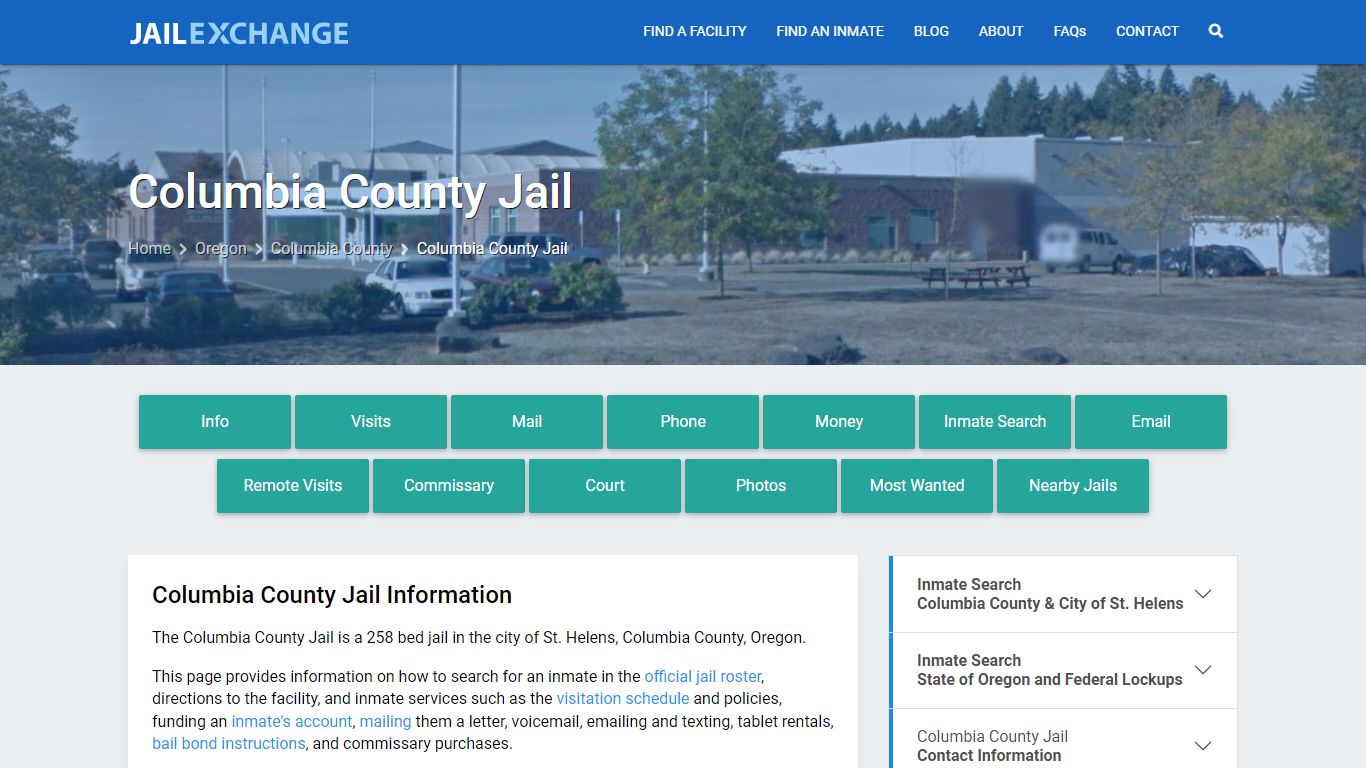 Columbia County Jail, OR Inmate Search, Information